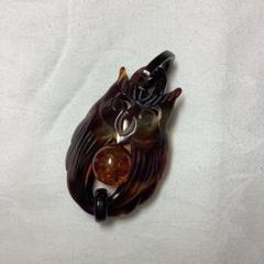 mm-903⑦【本べっ甲　ふくろう　リバーシブル　ペンダント　ヘッド】 mm-903⑦【本べっ甲 ふくろう リバーシブル ペンダント ヘッド