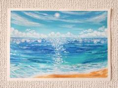 アクリル画　世界で１枚　風景画　海の絵　アート　イラスト　絵　ヒーリング　絵画のサムネイル
