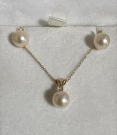 【美品】パール　ネックレス　ピアス　2点セット　14金　14KY 真珠　ゴールド