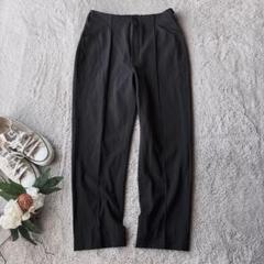 美品(L)ストレッチパンツ/ズボン/センタープレス/黒/ウエスト後ろゴム