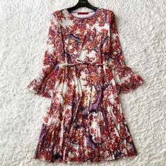 【NEW限定品】 ワンピース ヴィヴィアンタム 花柄 フレアスリーブ ベルスリーブ ワンピース