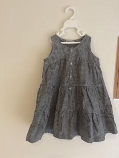 【美品】ノースリーブワンピース 黒白チェック　夏服　キッズ　子供服