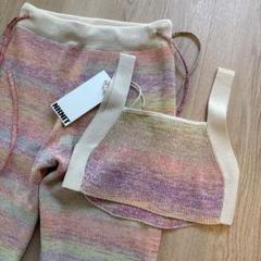 パンツ NKNIT paper mix side string knit pants paper mix side string knit pants | NKNIT