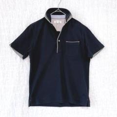 2754 TAKEO KIKUCHI【タケオキクチ】半袖ポロシャツ ネイビー　S