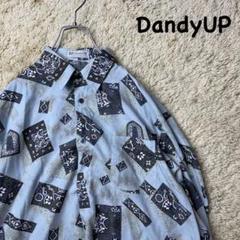 日本製◆DandyUP◆ 総柄 長袖シャツ てろてろ ポリエステル