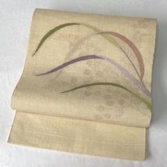 【名古屋帯】夏帯　開き仕立て　紗紬　クリーム色 アイボリー色　萩　薄物　盛夏