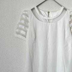 ROJITA ブラウス クルーネック パワーショルダー シースルー シンプル