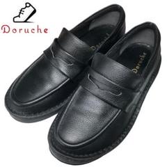 美品 Doruche ドルチェ 22.5cm 牛革ステッチダウンローファー 幅広