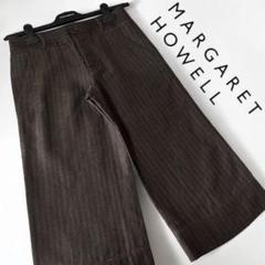 マーガレットハウエル リネン　ワイドパンツ　ガウチョパンツ　マリン　　美品 MARGARET HOWELL - 美品 マーガレットハウエル リネン ワイド