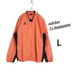 アディダス ☆ オレンジ×ブラック フリース切り替え プルオーバー L 防寒