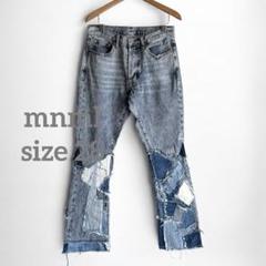 1291 mnml B424 パッチワーク リメイク 再構築 フレアデニムパンツ