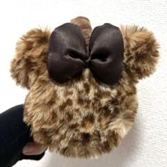 リボン　ファー　耳あて ブラウン　ディズニー イヤーマフ　ヒョウ柄 ディズニー ミッキー ヒョウ柄 イヤーマフ 耳当て ブラウン