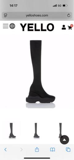 【値下げ】YELLO スニーカー ロングブーツ XLサイズ ブラック ニーハイ YELLO / TOKYO BLACK DOUBLE SNEAKER LONG BOOTS