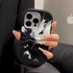 【新入荷】 黒 マーブル インク スマホケース アート iPhone16