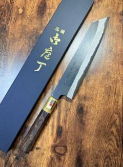 白鷺 切付 柳刃 和包丁 青二鋼 紋鍛錬 黒檀八角水牛 9寸