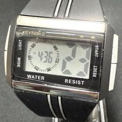 新品 SYNOKE スタイリッシュデジタルウォッチ メンズ腕時計 シルバー SS