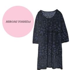 【ヒロミヨシダ】日本製♡トップス♡チュニック♡ワンピース♡柄物【L】ネイビー♡黒