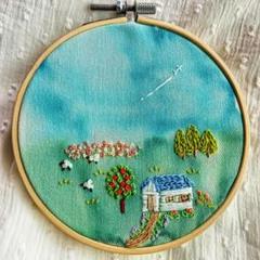 優しい風景 刺繍フレーム 手刺繍 壁掛け 置物