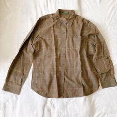 古着　ラルフローレン　シャツ　茶色　チェック　ネルシャツ　フリーサイズ