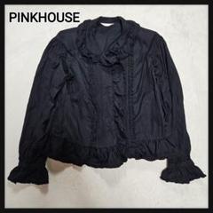 [美品]PINKHOUSE ブラウス ピコフリル ピンタック フリルスリーブ PINKHOUSE ブラウス ピコフリル リボン付き フリルスリーブ