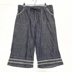 クロップドパンツ 裾レース ウエスト紐有 綿100％ ポケット有 カジュアル L