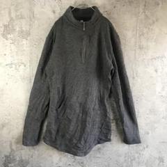 Y3588古着　トレーナー　スウェット　ハーフジップ　チャコール　無地