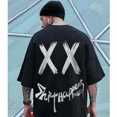黒 ストリート XL オーバーサイズ 綿100％ バックプリント Tシャツ