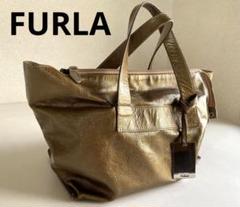FURLA フルラ ゴールド エナメルレザー トートバッグ