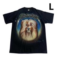 90s USA製 ヨークシャーテリア エアブラシ Tシャツ L 黒 BEST 犬