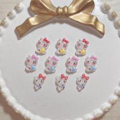 キティちゃん 赤 黄色 ネイビー ピンク 水色 ネイルパーツ 10個セットのサムネイル