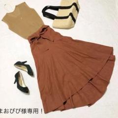 まおぴぴ様専用!!ミラオーウェン ドッキングリネンワンピース ブラウン S
