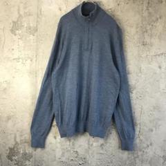 Y815古着　ニットセーター　ハーフジップ　ブルー　90s Y2K
