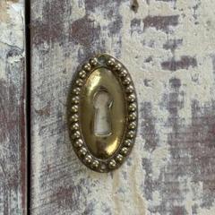 フランスアンティーク精巧な真鍮ドアプレート2個セット鍵穴付きDIY建具 2枚セット)フランスアンティーク 真鍮ドアプレート フィンガー