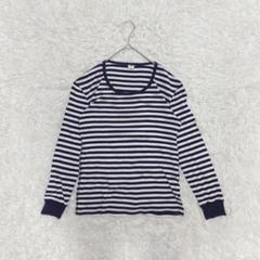 【grn】ジーアールエヌ（L）ラウンドネック カットソー ボーダー柄 綿100