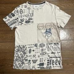 Desigual 刺繍ロゴ フィシャーズ切り替えしプリント Tシャツ