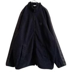 海外古着 カルバンクライン ロゴ 袖ライン フリースジャケット XL ブラック