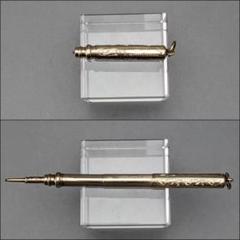 1892年 英国アンティーク ビクトリアン彫刻 K9ゴールド製 マジックペンシル