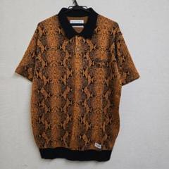 新品ワコマリアWACKOMARIAパイソン柄ニットポロシャツORANGE/L