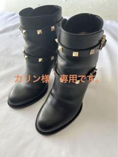 ロックスタッズ ノワール アンクルブーツ VALENTINO ロックスタッズ ノワール アンクルブーツ 35