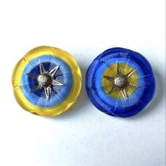 【新品】チェコガラスボタン ２個セット 爽やかなブルーフラワー