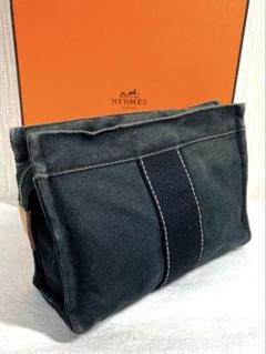 HERMES エルメス ドーヴィル キャンバス ポーチ マルチケース ブラック