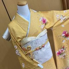 振袖　正絹　アンティーク　刺繍　山吹色 po2584.jpg