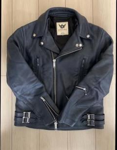 KING MOB 666 英国製 ダブルライダース レザー 牛革 ネイビー 目玉オールドイングランド製666〉イングランド製King Mob by 666