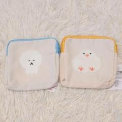 ダイソー スクエアポーチ 文鳥＆犬 2点セット 小物入れ