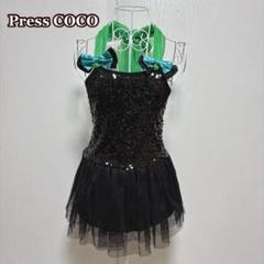 ●Press COCO ダンス衣装　スパンコール　ミニ丈　黒×グリーンチアガール