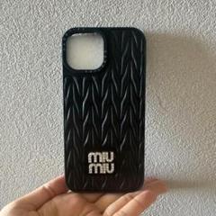 MIUMIU iPhoneケース 黒　★新品未使用 ミュウ ミュウ iphone16promax/15pro ケース レザー miumiu新作