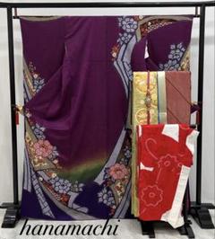 総絞り　振り袖　フルセット　別誂絞り長襦袢　全通袋帯　金彩　刺繍　456