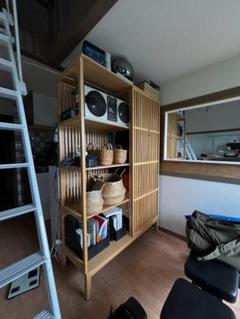 【解体配送】IKEA NORDKISA ワードローブ 間仕切り収納／引取OK NORDKISA ノールドシーサ オープンワードローブ 引き戸付き, 竹