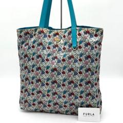 【良品】FURLA フルラ ラピス トートバッグ ターコイズ リバーシブル