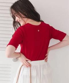 ティティベイト　ハートカット刺繍前後2wayハーフスリーブTシャツ